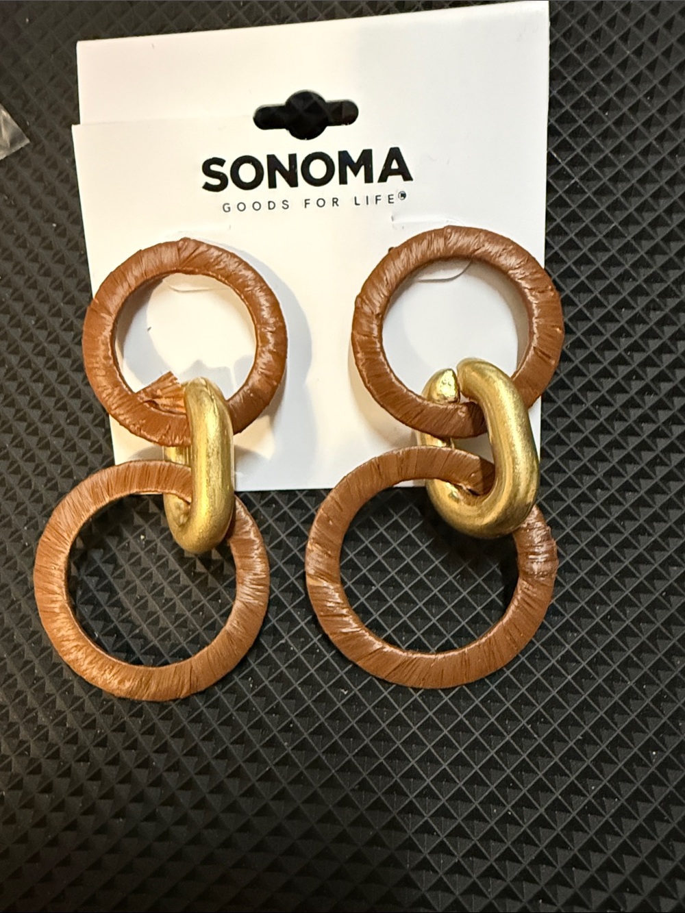SONOMA Gold and Tan Linked Ring Drop Earrings